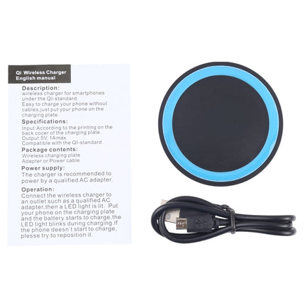 Universal QI Standard Round Wireless Charging Pad (Black + Blue)-garmade.com