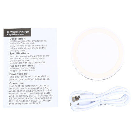 5W Universal QI Standard Round Wireless Charging Pad(White)-garmade.com