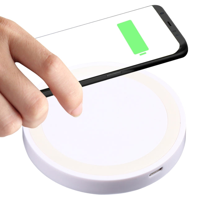 5W Universal QI Standard Round Wireless Charging Pad(White)-garmade.com