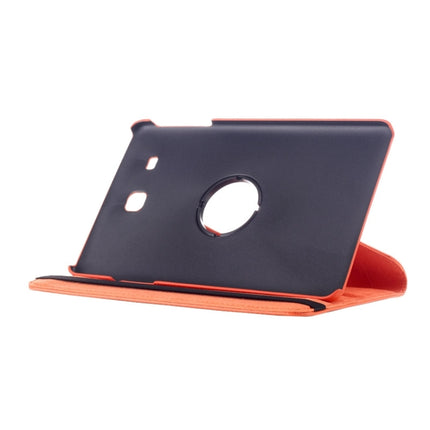 Litchi Texture 360 Degree Rotation Leather Case with Multi-functional Holder for Galaxy Tab E 9.6(Orange)-garmade.com