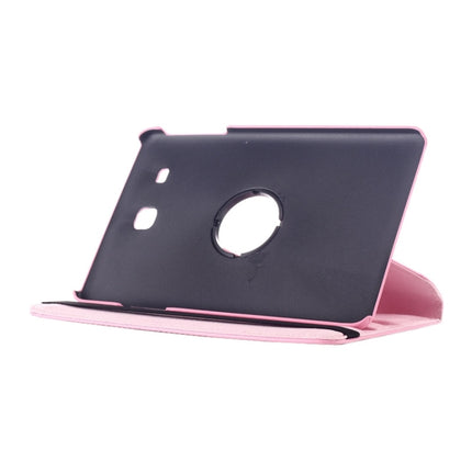 Litchi Texture 360 Degree Rotation Leather Case with Multi-functional Holder for Galaxy Tab E 9.6(Pink)-garmade.com