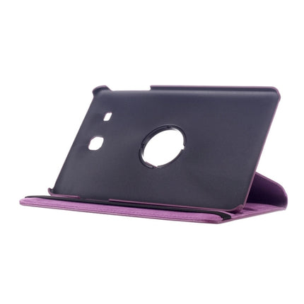 Litchi Texture 360 Degree Rotation Leather Case with Multi-functional Holder for Galaxy Tab E 9.6(Purple)-garmade.com
