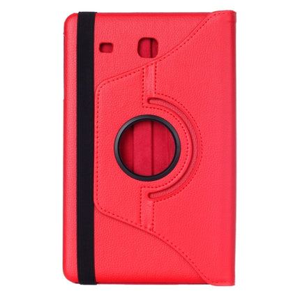 Litchi Texture 360 Degree Rotation Leather Case with Multi-functional Holder for Galaxy Tab E 9.6(Red)-garmade.com