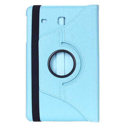 Litchi Texture 360 Degree Rotation Leather Case with Multi-functional Holder for Galaxy Tab E 9.6(Baby Blue)-garmade.com