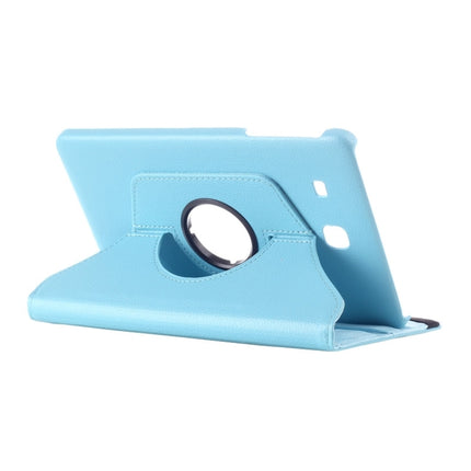 Litchi Texture 360 Degree Rotation Leather Case with Multi-functional Holder for Galaxy Tab E 9.6(Baby Blue)-garmade.com