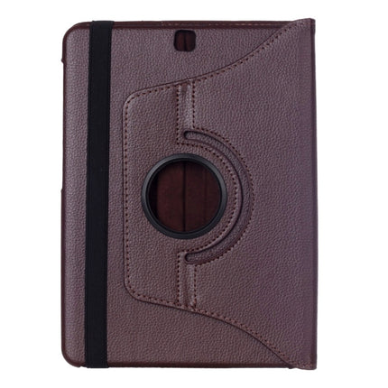 Litchi Texture 360 Degree Rotation Leather Case with multi-functional Holder for Galaxy Tab S2 9.7(Coffee)-garmade.com