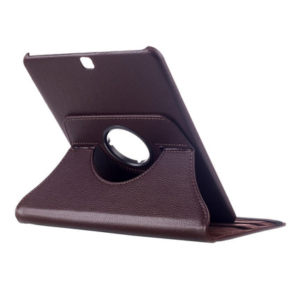 Litchi Texture 360 Degree Rotation Leather Case with multi-functional Holder for Galaxy Tab S2 9.7(Coffee)-garmade.com