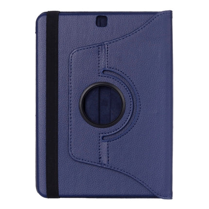 Litchi Texture 360 Degree Rotation Leather Case with multi-functional Holder for Galaxy Tab S2 9.7(Dark Blue)-garmade.com