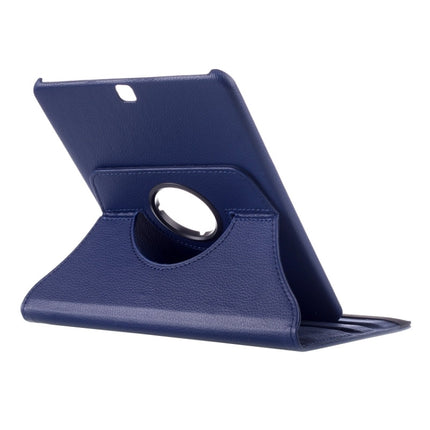 Litchi Texture 360 Degree Rotation Leather Case with multi-functional Holder for Galaxy Tab S2 9.7(Dark Blue)-garmade.com