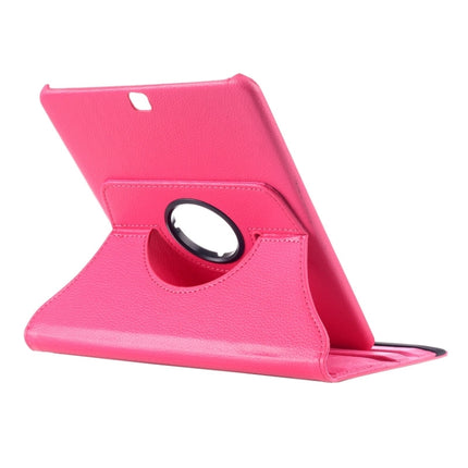 Litchi Texture 360 Degree Rotation Leather Case with multi-functional Holder for Galaxy Tab S2 9.7(Magenta)-garmade.com