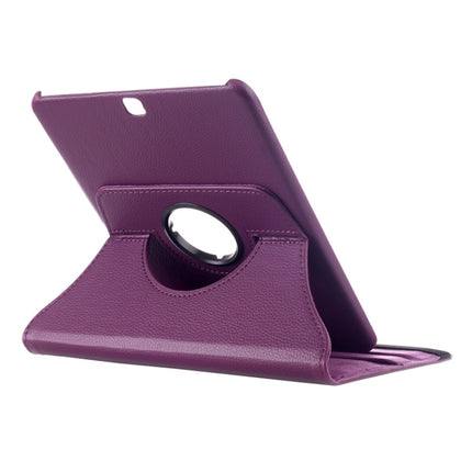 Litchi Texture 360 Degree Rotation Leather Case with multi-functional Holder for Galaxy Tab S2 9.7(Purple)-garmade.com