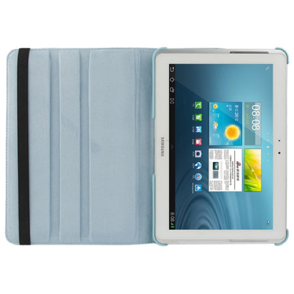 360 Degree Rotatable Litchi Texture Leather Case with Holder for Galaxy Tab 2 (10.1) / P5100(Blue)-garmade.com