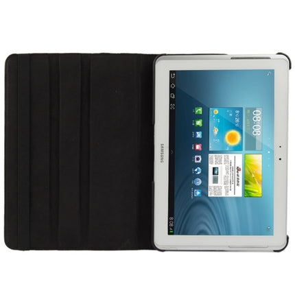 360 Degree Rotatable Litchi Texture Leather Case with Holder for Galaxy Tab 2 (10.1) / P5100(Black)-garmade.com
