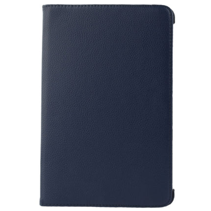 360 Degree Rotatable Litchi Texture Leather Case with Holder for Galaxy Tab 2 (10.1) / P5100(Dark Blue)-garmade.com
