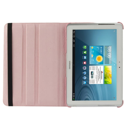 360 Degree Rotatable Litchi Texture Leather Case with Holder for Galaxy Tab 2 (10.1) / P5100(Pink)-garmade.com