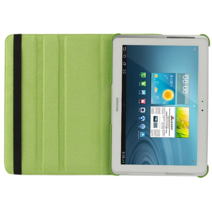 360 Degree Rotatable Litchi Texture Leather Case with Holder for Galaxy Tab 2 (10.1) / P5100(Green)-garmade.com