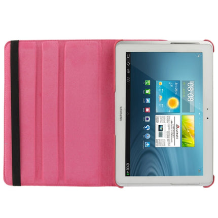 360 Degree Rotatable Litchi Texture Leather Case with Holder for Galaxy Tab 2 (10.1) / P5100(Magenta)-garmade.com