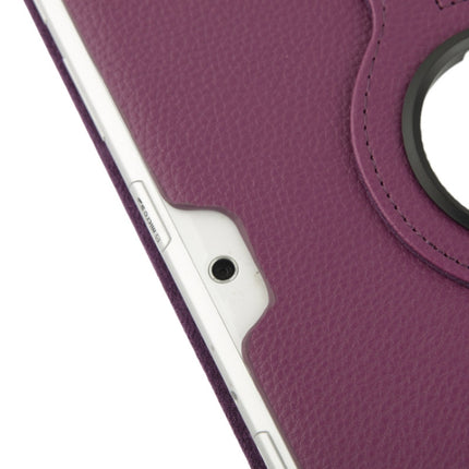 360 Degree Rotatable Litchi Texture Leather Case with Holder for Galaxy Tab 2 (10.1) / P5100(Purple)-garmade.com