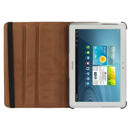 360 Degree Rotatable Litchi Texture Leather Case with Holder for Galaxy Tab 2 (10.1) / P5100(Brown)-garmade.com