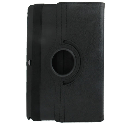 360 Degree Rotatable Litchi Texture Leather Case with 2-angle Viewing Holder for Galaxy Note 10.1 (2014 Edition) / P600, Black(Black)-garmade.com