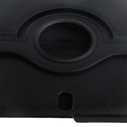 360 Degree Rotatable Litchi Texture Leather Case with 2-angle Viewing Holder for Galaxy Note 10.1 (2014 Edition) / P600, Black(Black)-garmade.com