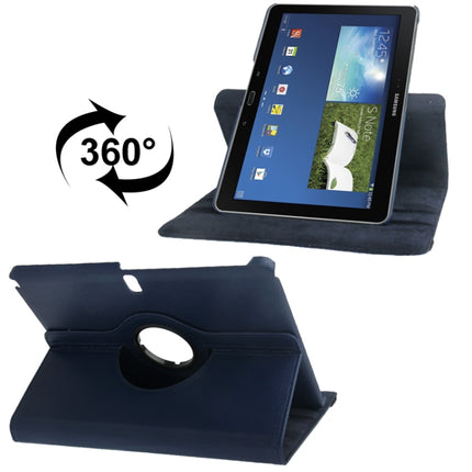 360 Degree Rotatable Litchi Texture Leather Case with 2-angle Viewing Holder for Galaxy Note 10.1 (2014 Edition) / P600, Dark Blue(Dark Blue)-garmade.com