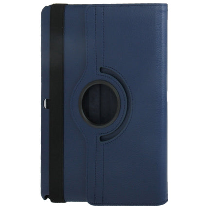 360 Degree Rotatable Litchi Texture Leather Case with 2-angle Viewing Holder for Galaxy Note 10.1 (2014 Edition) / P600, Dark Blue(Dark Blue)-garmade.com