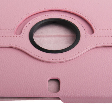 360 Degree Rotatable Litchi Texture Leather Case with 2-angle Viewing Holder for Galaxy Note 10.1 (2014 Edition) / P600, Pink(Pink)-garmade.com