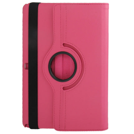 360 Degree Rotatable Litchi Texture Leather Case with 2-angle Viewing Holder for Galaxy Note 10.1 (2014 Edition) / P600, Magenta(Magenta)-garmade.com