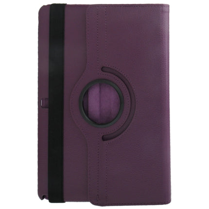 360 Degree Rotatable Litchi Texture Leather Case with 2-angle Viewing Holder for Galaxy Note 10.1 (2014 Edition) / P600, Purple(Purple)-garmade.com