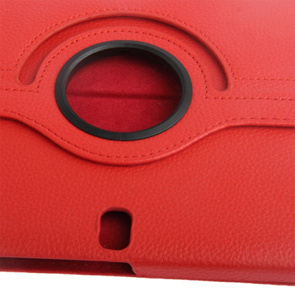 360 Degree Rotatable Litchi Texture Leather Case with 2-angle Viewing Holder for Galaxy Note 10.1 (2014 Edition)/ P600, Red(Red)-garmade.com