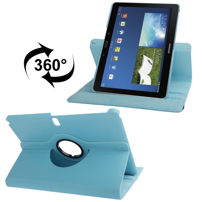 360 Degree Rotatable Litchi Texture Leather Case with 2-angle Viewing Holder for Galaxy Note 10.1 (2014 Edition) / P600, Baby Blue(Baby Blue)-garmade.com