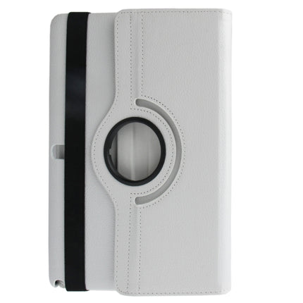 360 Degree Rotatable Litchi Texture Leather Case with 2-angle Viewing Holder for Galaxy Note 10.1 (2014 Edition) / P600, White(White)-garmade.com