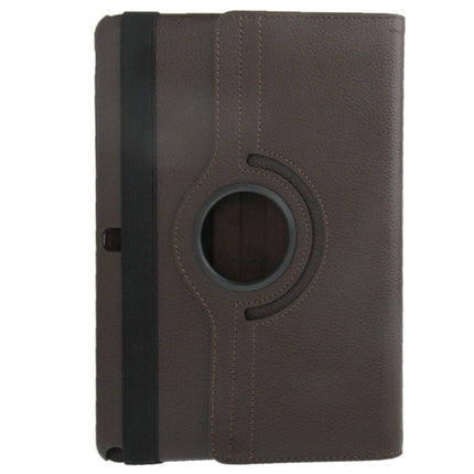 360 Degree Rotatable Litchi Texture Leather Case with 2-angle Viewing Holder for Galaxy Note 10.1 (2014 Edition) / P600, Brown(Brown)-garmade.com