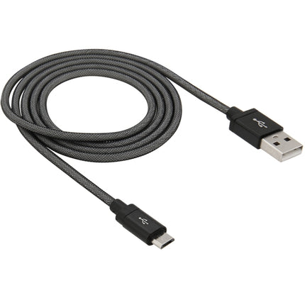 1m Net Style High Quality Metal Head Micro USB to USB Data / Charging Cable(Black)-garmade.com