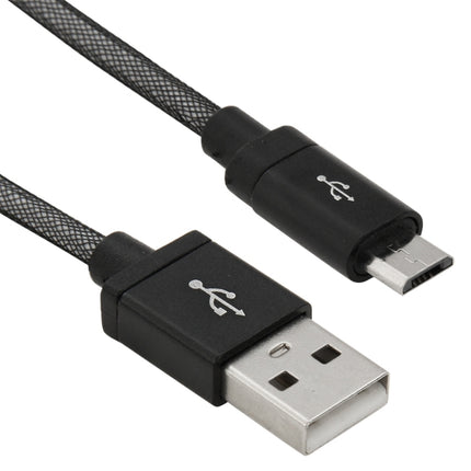 1m Net Style High Quality Metal Head Micro USB to USB Data / Charging Cable(Black)-garmade.com