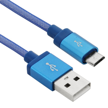 1m Net Style High Quality Metal Head Micro USB to USB Data / Charging Cable(Blue)-garmade.com