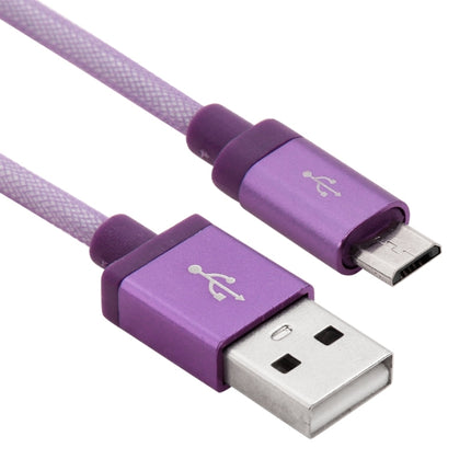 1m Net Style High Quality Metal Head Micro USB to USB Data / Charging Cable(Purple)-garmade.com