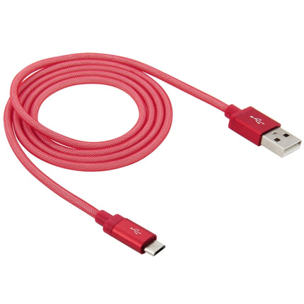 1m Net Style High Quality Metal Head Micro USB to USB Data / Charging Cable(Red)-garmade.com