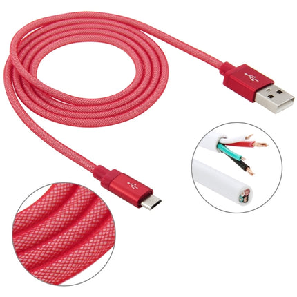 1m Net Style High Quality Metal Head Micro USB to USB Data / Charging Cable(Red)-garmade.com