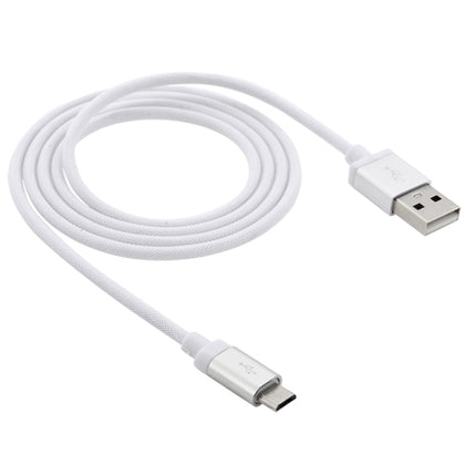 1m Net Style High Quality Metal Head Micro USB to USB Data / Charging Cable(White)-garmade.com