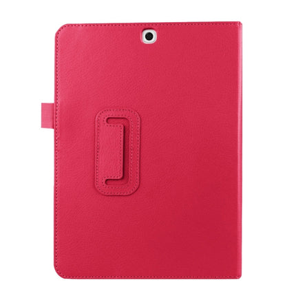 Litchi Texture Horizontal Flip Solid Color Smart Leather Case with Two-folding Holder & Sleep / Wake-up Function for Galaxy Tab S2 9.7 / T815(Magenta)-garmade.com