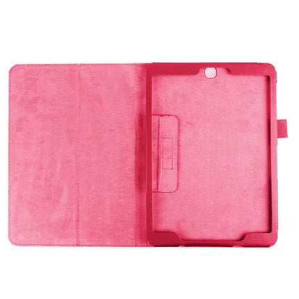 Litchi Texture Horizontal Flip Solid Color Smart Leather Case with Two-folding Holder & Sleep / Wake-up Function for Galaxy Tab S2 9.7 / T815(Magenta)-garmade.com