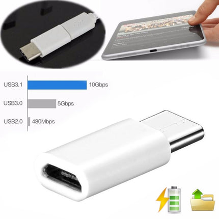 USB-C / Type-C 3.1 Male to Micro USB Female Converter Adapter, Length: 2.5cm(White)-garmade.com