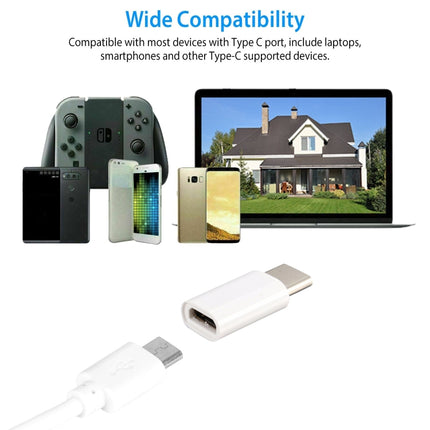 USB-C / Type-C 3.1 Male to Micro USB Female Converter Adapter, Length: 2.5cm(White)-garmade.com