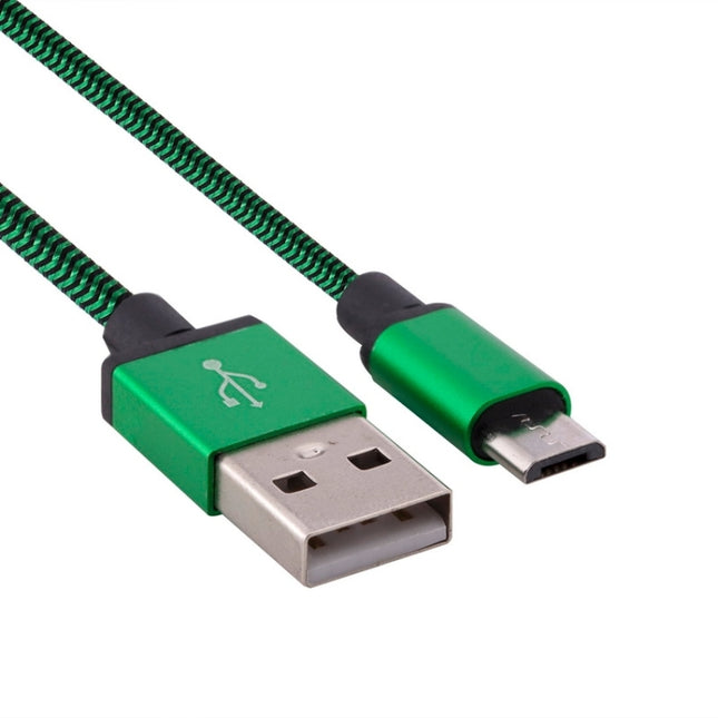 1m Woven Style Micro USB to USB 2.0 Data / Charger Cable, For Samsung, HTC, Sony, Lenovo, Huawei, and other Smartphones(Green)-garmade.com
