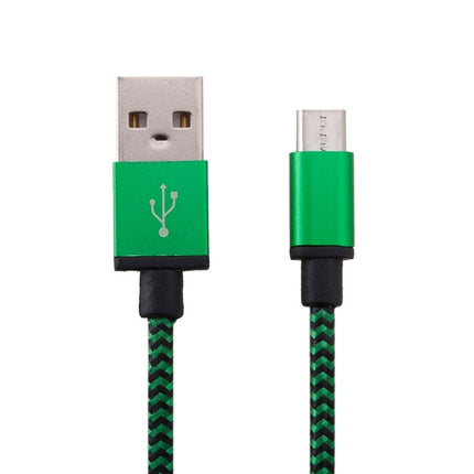 1m Woven Style Micro USB to USB 2.0 Data / Charger Cable, For Samsung, HTC, Sony, Lenovo, Huawei, and other Smartphones(Green)-garmade.com
