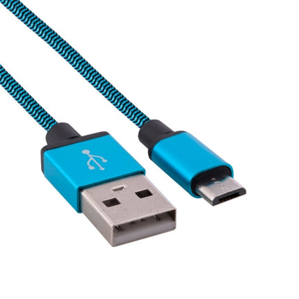 1m Woven Style Micro USB to USB 2.0 Data / Charger Cable, For Samsung, HTC, Sony, Lenovo, Huawei, and other Smartphones(Blue)-garmade.com