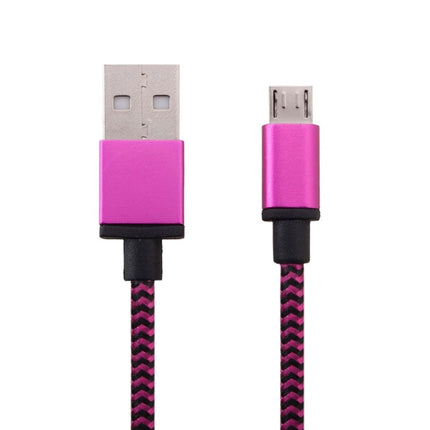 1m Woven Style Micro USB to USB 2.0 Data / Charger Cable, For Samsung, HTC, Sony, Lenovo, Huawei, and other Smartphones(Purple)-garmade.com