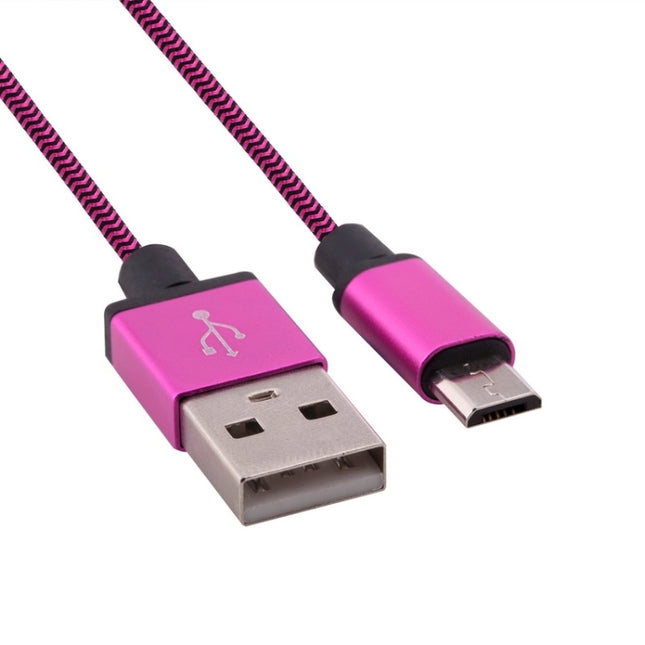 1m Woven Style Micro USB to USB 2.0 Data / Charger Cable, For Samsung, HTC, Sony, Lenovo, Huawei, and other Smartphones(Purple)-garmade.com